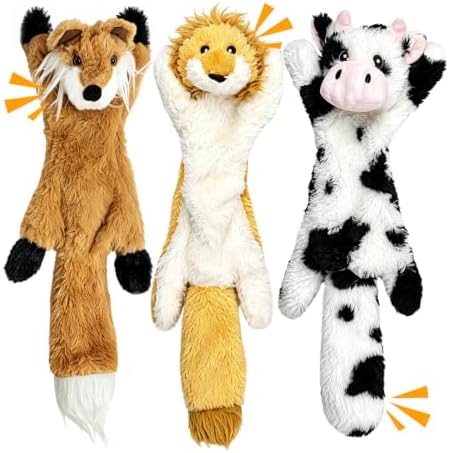 3 Pack No Stuffing Dog Toys with Dual Squeakers, for Small Medium Breed