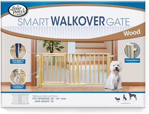 Four Paws Walk Over Wooden Dog Gate, 30-44" W by 18" H