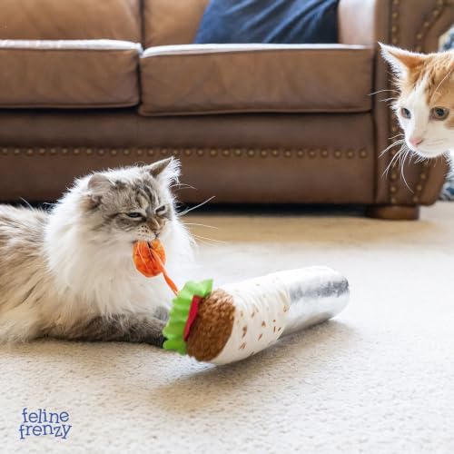 P.L.A.Y. Cute Cat Toys - Feline Frenzy Interactive Kicker Toy, Burrito Food Themed Catnip Filled Toy, Great for Adult Cats and Kittens - Double Stitched, Recycled Materials, Crinkles (Shrimp Purrito)