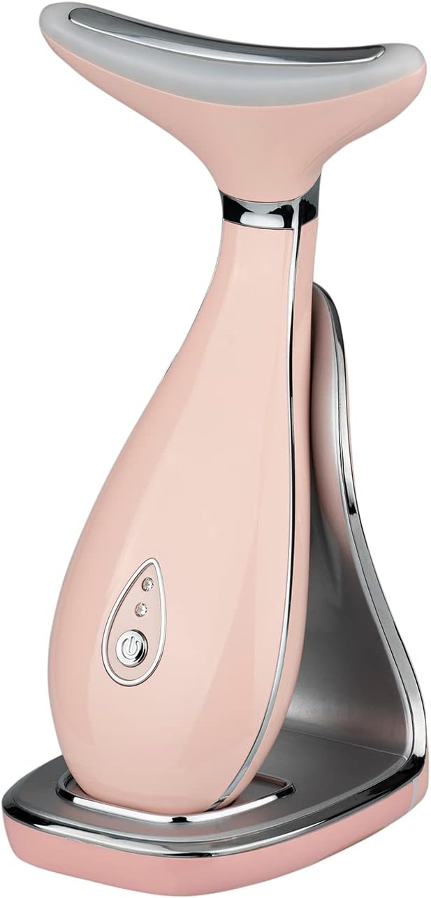 VRAIKO Lily Neck Face Massager, Face Sculpting Tool, Skin Rejuvenation Device with Thermal, Triple Action LED and Vibration, for Anti-Aging, Lifting and Tightening Sagging Skin (Pink)