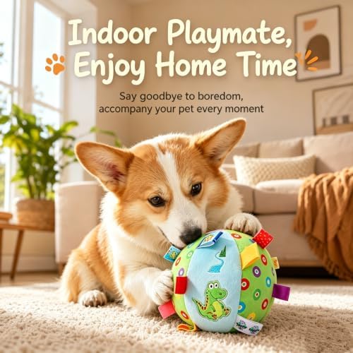 Dog Tag Toy，6-Inch Squeaky Plush Toy for Puppies & Small Medium Dogs