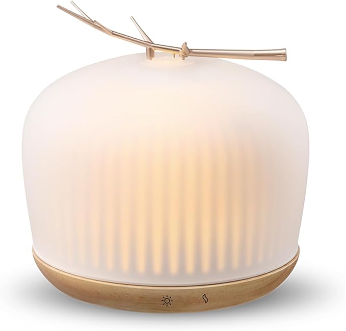 mimicat Whisper-Quiet Glass Essential Oil Diffuser for Bedroom – Aromatherapy for Restful Sleep, Auto Shut-Off, 8H/18H Runtime, 230ML, Wood Base