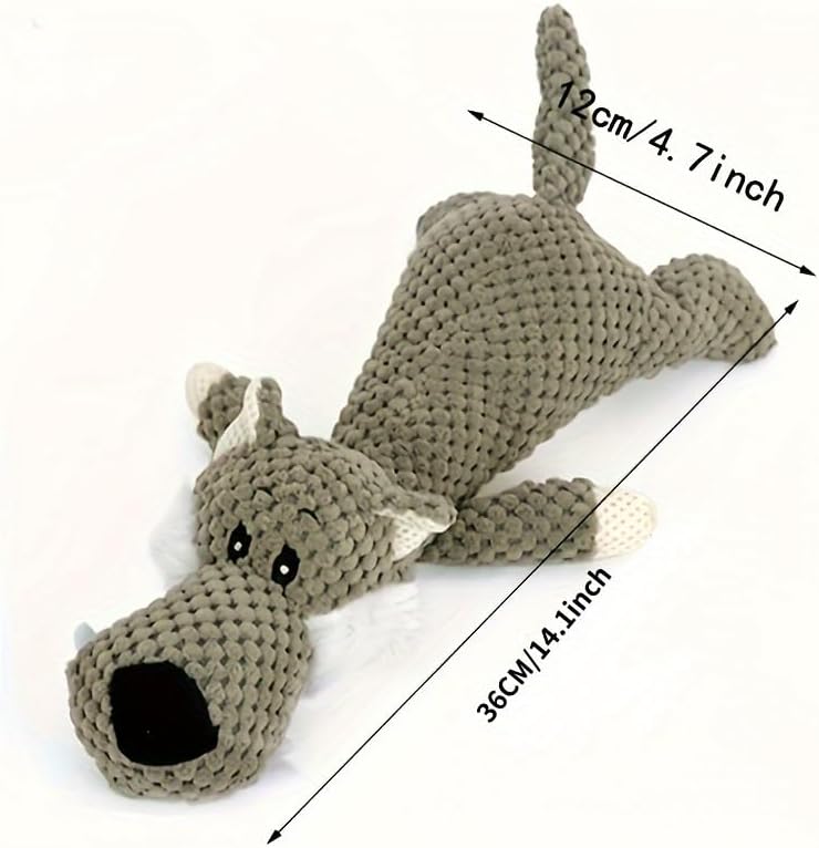 Squeaky Plush Toy for Dogs, Designed to Be Chew-Resistant, Soft Yet Durable, Suitable for Small, Medium, and Large Breeds, a Long-Lasting Squeaky Toy for Pets,14 inch Wolf