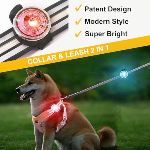 Tubasion 3-Pack Dog Lights for Night Walking, Upgraded 8 Modes Rechargeable Dog Collar Lights for Nighttime Clip On, IPX6 Waterproof and Silicon Band Safety Light for Collars