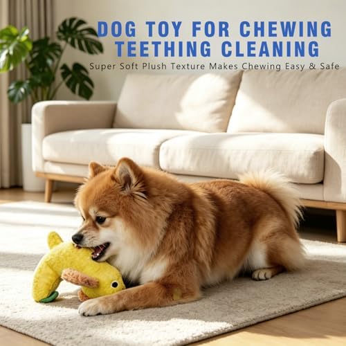 Plush Banana Dog Squeaky Toys, Stuffed Dog Chew Toys for All Breeds