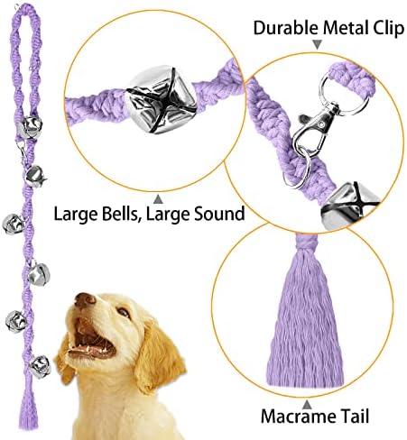 Dog Bells to Go Outside, Potty Training Bell, Handmade, Adjustable | Handmade with Premium Yarn, Twisted Style, Clear Jingle, Dog Potty Bell, Dog Door Bell.