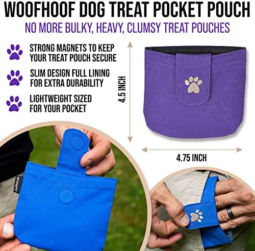 Dog Treat Pouch, Purple Pocket Sized Training Reward Pouch - Lightweight Dog Treat Holder with Magnetic Flap for Stability, Perfect Dog Accessories, Made of Durable Nylon, Machine Washable