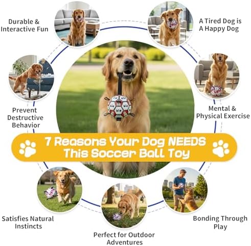 Dog Soccer Ball with Straps, 6 Inch for Small and Medium Dogs, C