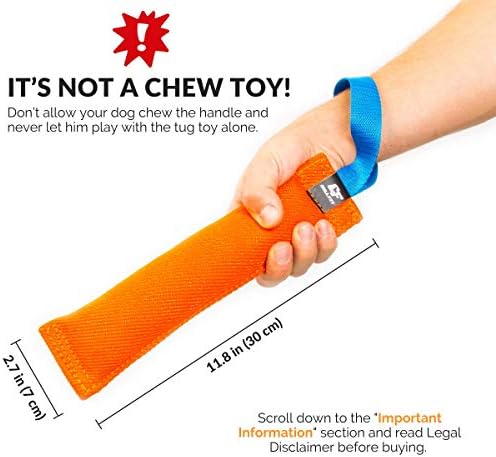 Bull Fit K9 Dog Bite Tug Toy with Strong Handle - Made of Durable & Tear-Resistant French Linen - Perfect for Tug of War, Fetch & Puppy Training - Ideal for Medium to Large Breeds