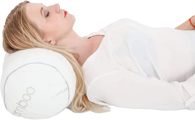Kingnex Bolster Roll Pillow for Sleeping on Back or Side Under Knee to Relief Lower Back Pain Between Legs for Side Sleepers Cylinder Pillow with Removable Cover 20x8