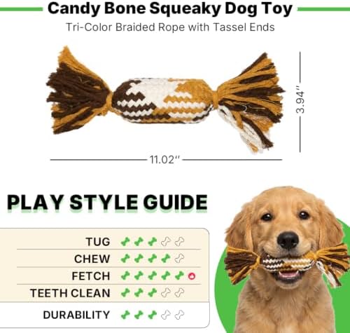 Dog Squeak Toy, Interactive Cotton Dog Rope Toy, Dog Toys to Keep Them Busy
