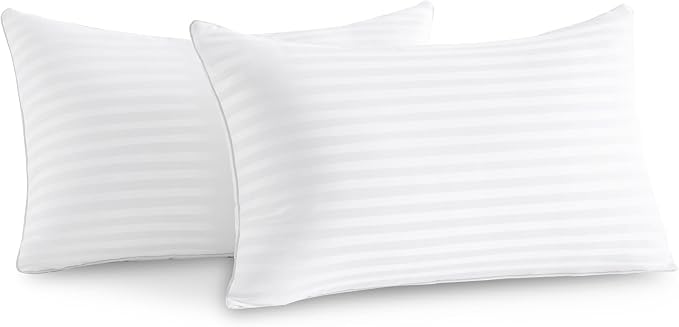 Oubonun 14 x 22 Throw Pillow Inserts Set of 2 | Firm and Fluffy Decorative Pillows for Couch Bed Sofa with Soft Cotton Cover White Cushion with Down Alternative
