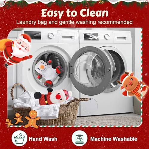 Newget 2Pcs Christmas Squeaky Dog Toys, Plush Dog Toys with Crinkle Paper