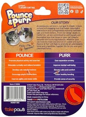 Catnip & Silvervine Plush Cat Toy for Kittens - Honey Bee