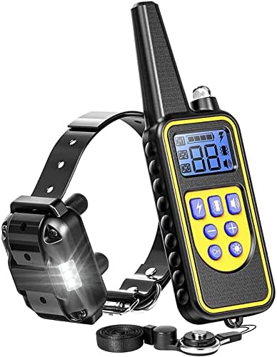 F-color Dog Training Collar Rechargeable Waterproof Dog Shock Collar for Dogs with Remote 2600ft with Beep Vibrating Shock LED Light 4 Modes for Small Medium Large Dogs