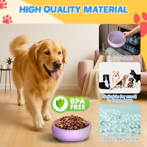 2 Pack Dog Lick Bowl, Slow Feeder Licking Bowl(Purple)