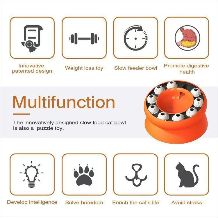 Cat Puzzle Feeder, Puzzles Cats Slow Feeder Treat Dispenser for Indoor Cats, Mental Stimulation Slow Feeder Cat Bowl, Reduce Boredom and Anxiety