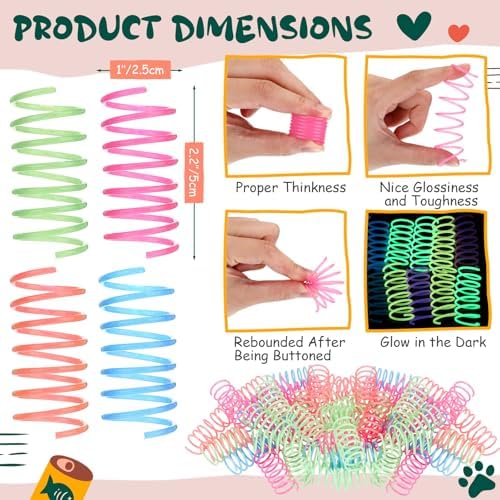 Sosation 300 Pcs Glow in The Dark Springs Cat Toys Kittens