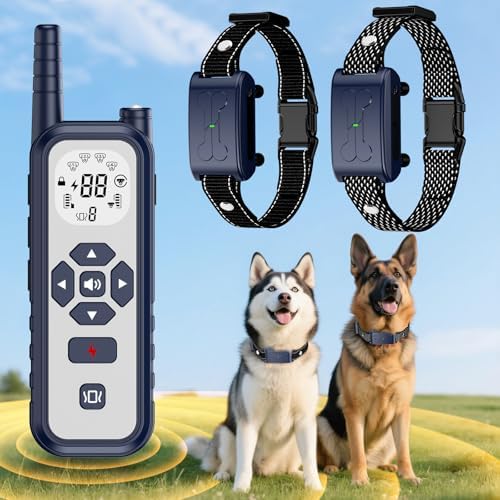 Wireless Dog Fence, Electric Fence for Dogs,Training Collar with Remote Control 3800FT Range, Portable Dog Perimeter Collar with 3 Training Mode Flash Light & Waterproof for 2 Dogs BL