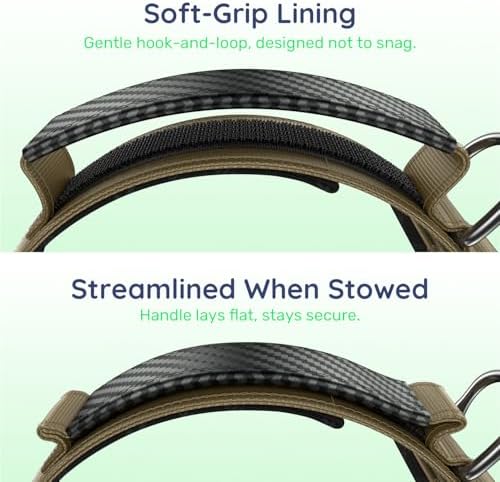Premium Tactical Dog Collar - Adjustable Military Heavy Duty Dog Collar for Medium Large Dogs - Durable Metal Buckle Dog Collar with Leather Control Handle and Soft Comfortable Padding