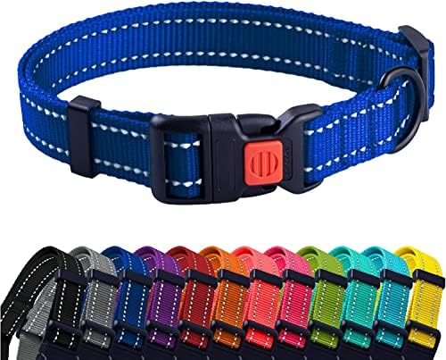 Reflective Dog Collar, Quick-Release Buckle (Blue, 12-16 Inch)