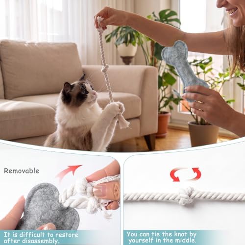 Dog Rope Knot Toy for Small Dogs and Cats Rope Toy for Puppy Teethers Cotton Interactive Pull Dog Toys for Dogs to Relieve Boring for Small Dogs and Cats (Grey)
