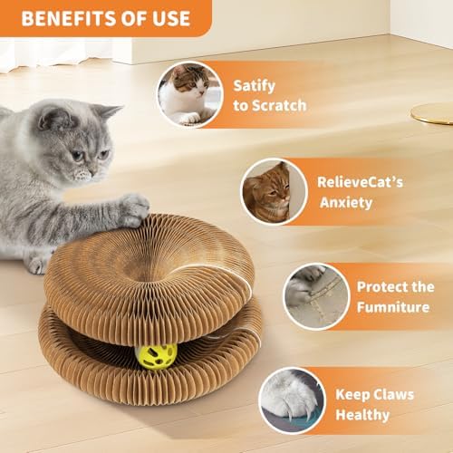 Magnetic & Reversible Cat Cardboard Scratcher Cat Toys, Pink