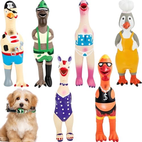 Silipull 6 Pcs Squeaky Rubber Chicken Dog Toys Latex Chew Toys, Cute