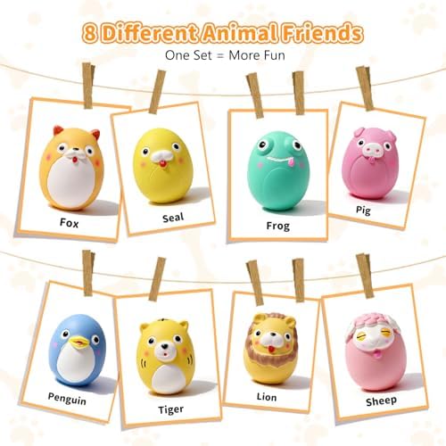 SCHITEC Squeaky Puppy Toys, Interactive Animal Dog Toy Pack, Cute Latex Rubber Squeak Pet Balls for Puppies Mini Small Breed Dogs