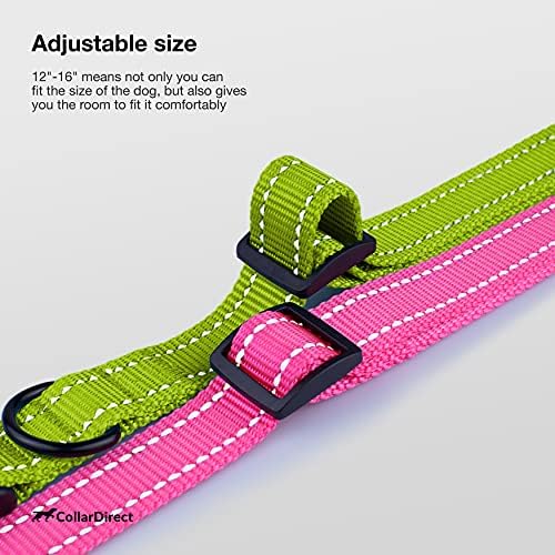 Reflective Dog Collar, Quick-Release Buckle (Lime Green, 12-16 Inch)
