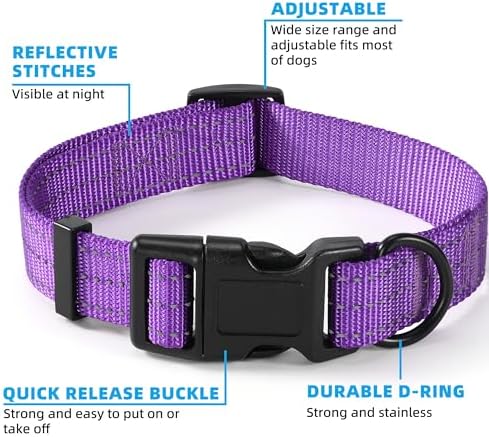 Mile High Life Reflective Dog Collar, Adjustable Lightweight Quick Release