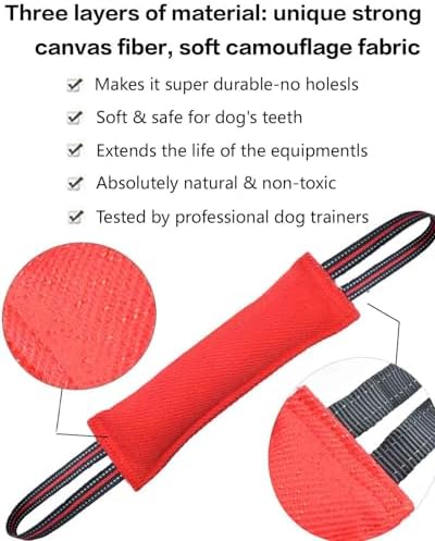 Clysoru Tug Toy for Dogs Tug of War Dog Toy with 2 Strong Red Band Handles Lasting Training Equipment Puppy to Large Dogs Interactive Toy Best for Tug of War Pull Indestructible Rope Toys (Vermeil)