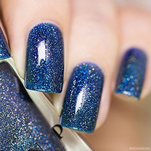 ILNP After Midnight - Prussian Blue Holographic Nail Polish with Gold Accents, Chip Resistant Manicure, Non-Toxic Nail Lacquer, Vegan, Cruelty Free, 12ml