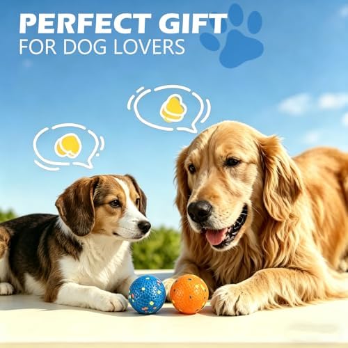Dog Balls Tennis Balls for Dogs, Interactive Dog Toys for Aggressive Chewers,Dog Toy to Keep Them Busy, Puppy Chew Toys for Teething, Durable Dog Ball for Medium Large Dog (3.0")