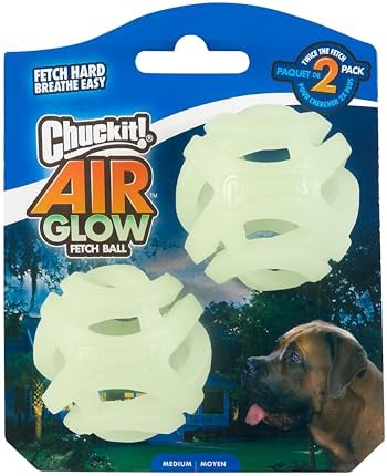 Chuckit! Air Glow Fetch Ball Dog Toy, Medium 2.5in, 2 Pack