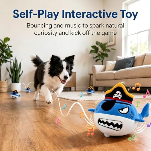 Interactive Dog Toys Shark, Automatic Moving Plush Chew Toy