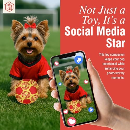 Manchewster United Soccer Ball– Luxurious Parody Plush Dog Toy with Squeaker, Premium Fabric, Embroidered Details, Designer-Inspired Chew Toy, Fun Gift for Large Dogs & Dog Lovers