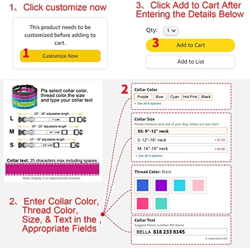 Personalized Martingale Dog Collar-Reflective Martingale Collars with Buckle, Custom Training Martingale Dog Collars Embroidered with Name and Phone Number for Small Medium Large Dogs