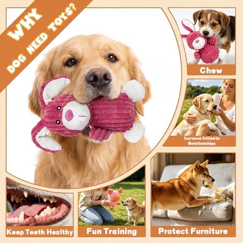 6 Pack Squeaky Dog Toys, Durable Stuffed Plush Chew Toys, Tough Plush Animal Dog Toys for Small Medium Large Dogs, Keep Dogs Busy, Premium Interactive Chew Toys for Puppies & Adult Dogs