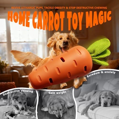 Squeaky Dog Toys Tough Carrot Toy for Aggressive Chewers Nylon