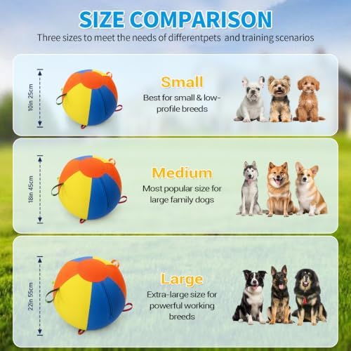 18'' Heavy Duty Herding Ball for Dogs with Handles, Inflatable Training Toy
