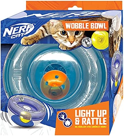 Nerf Cat 7in PS Wobble Bowl with LED Ball and Bell Ball, (NC-7779)