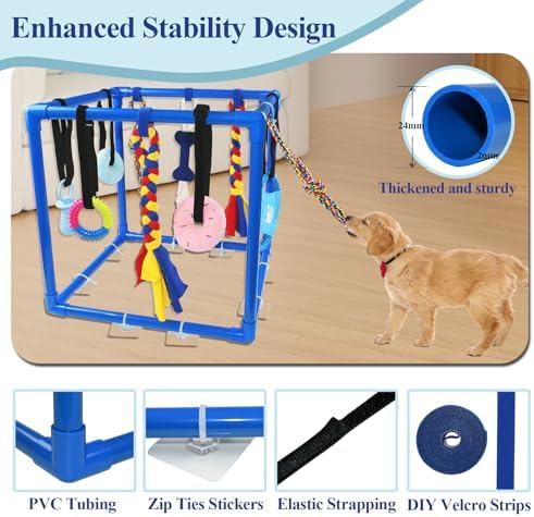 ASOCEA Puppy Play Gym for Small Dogs – Interactive Jungle Gym with 10 Hanging Toys, Adjustable Height, Safe PVC Frame for Indoor Puppy Entertainment, Teething & Mental Stimulation