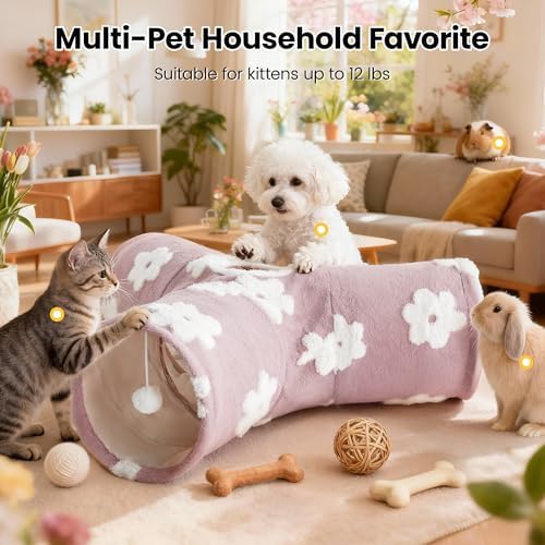 Tempcore Cat Tunnel, 3-Way Collapsible Toy for Indoor Cats, Burlwood