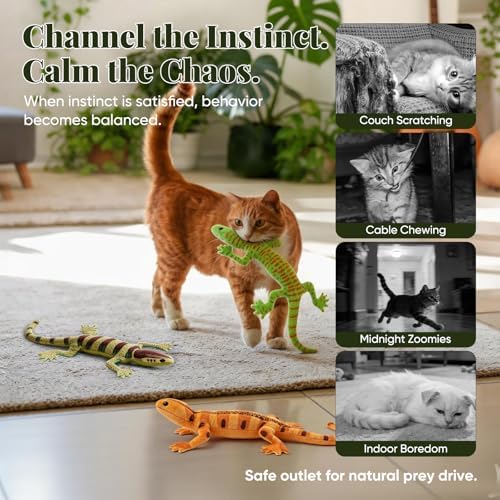 CiyvoLyeen Plush Lizard Catnip Toys for Indoor Cats 4 Pack