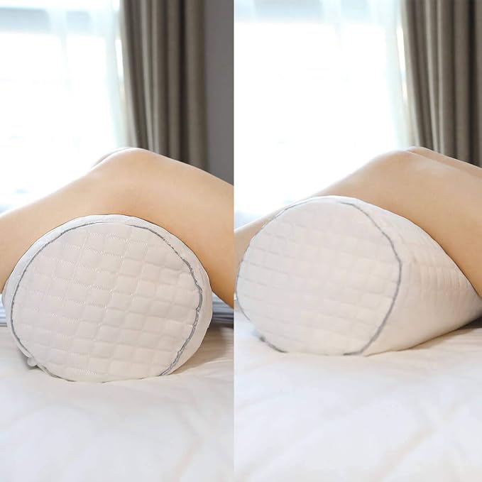 Kingnex Bolster Roll Pillow for Sleeping on Back or Side Under Knee to Relief Lower Back Pain Between Legs for Side Sleepers Cylinder Pillow with Removable Cooling Cover 20x8