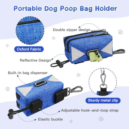 Dog Poop Bag Holder for Leash, Blue