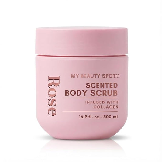 My Beauty Spot Scented Body Scrub for Women - Rose Scented Body Scrub, Natural Exfoliating Body Scrub, Skin Exfoliator Infused with Collagen, Romoves Dead Skin From Body - Large 500 ml. 16.9 fl oz.