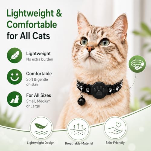 GPS Collar for Cats (Android Only) Smart tag,Pet Tracker,Waterproof Compatible with Google Find My,No Monthly Fee,Tracking Solution Smart Collar for Pet Safety,Small Large Cats