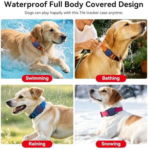 DDJ 4-Pack Dog Collar Holder for UGREEN Tracker Tags, Waterproof & Anti-Lost, Durable Silicone Case for UGREEN Tags for Cat & Pet Collars, Lightweight, Without Shaking, Black, Pink Punch, Blue, Orange